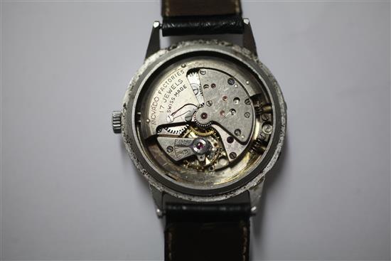 A gentlemans 1950s/1960s? stainless steel Movado automatic calendar wrist watch,